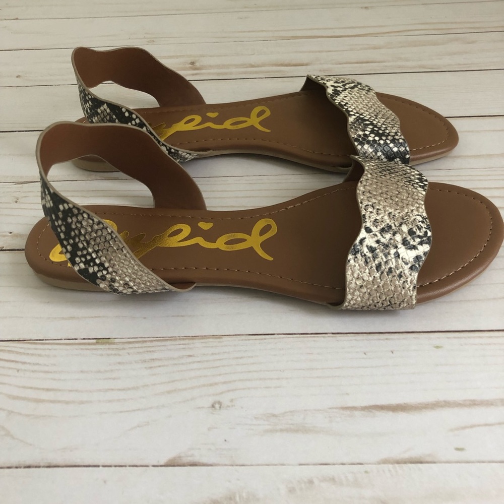 Qupid Lana Slingback snakeskin slide sandals